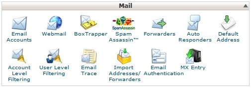 e-mail menu at Cpanel configuration screen